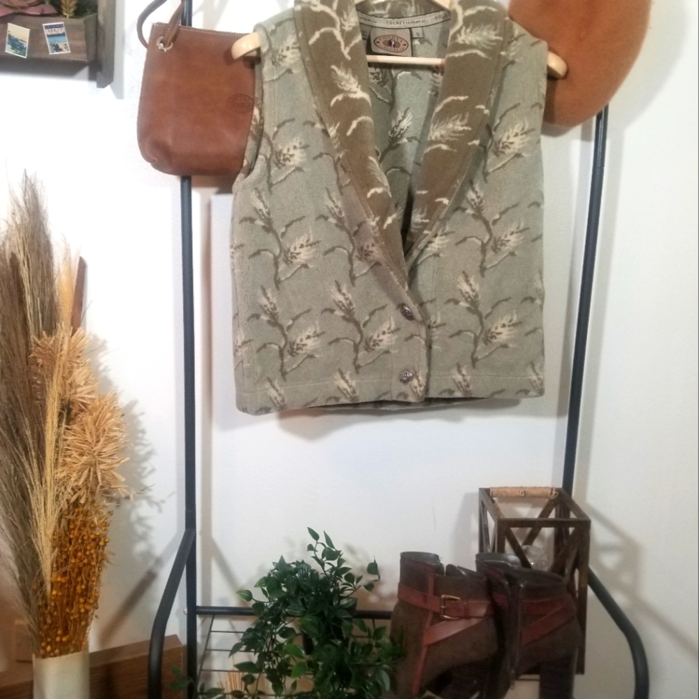 COUNTY CLOTHING co. Olive Green Furry Vest
